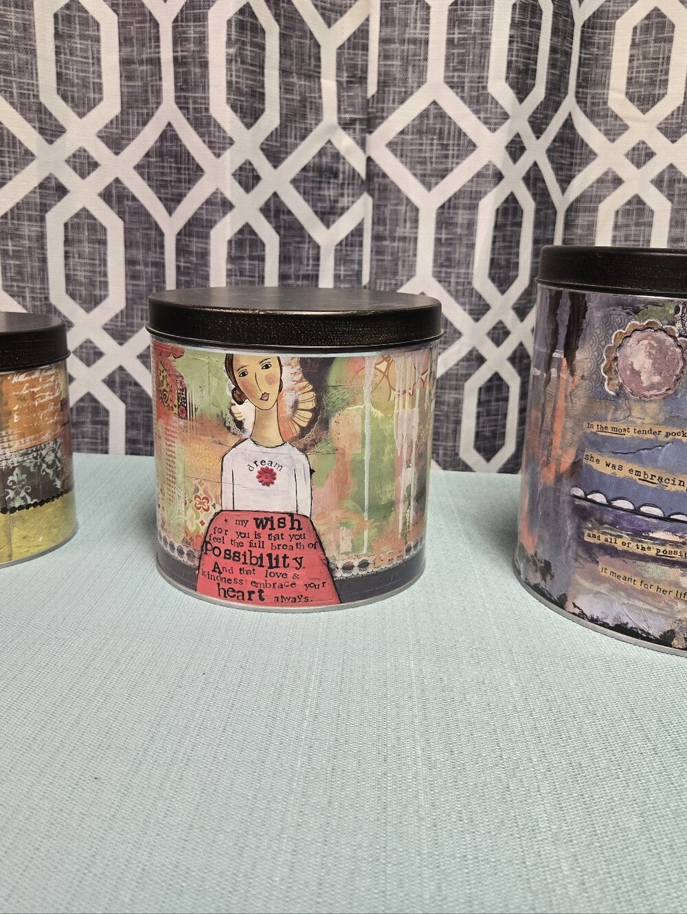 Mixed-Color Decorative Canister Set Of 3